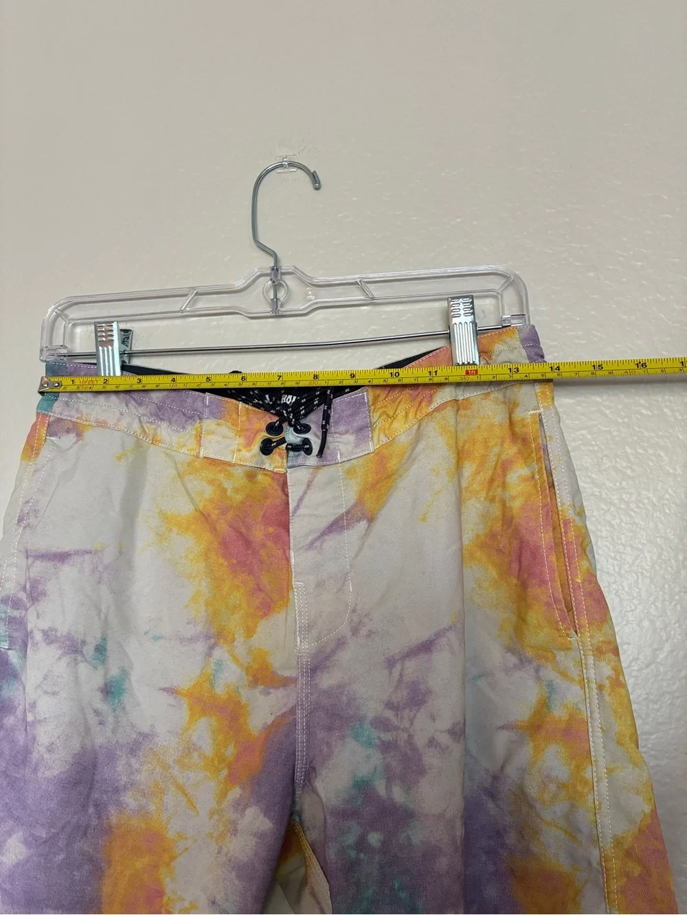 Billabong Men's Tie-Dye Swim Trunks Purple, Yellow & Teal Size 28 Lo Tide Beach